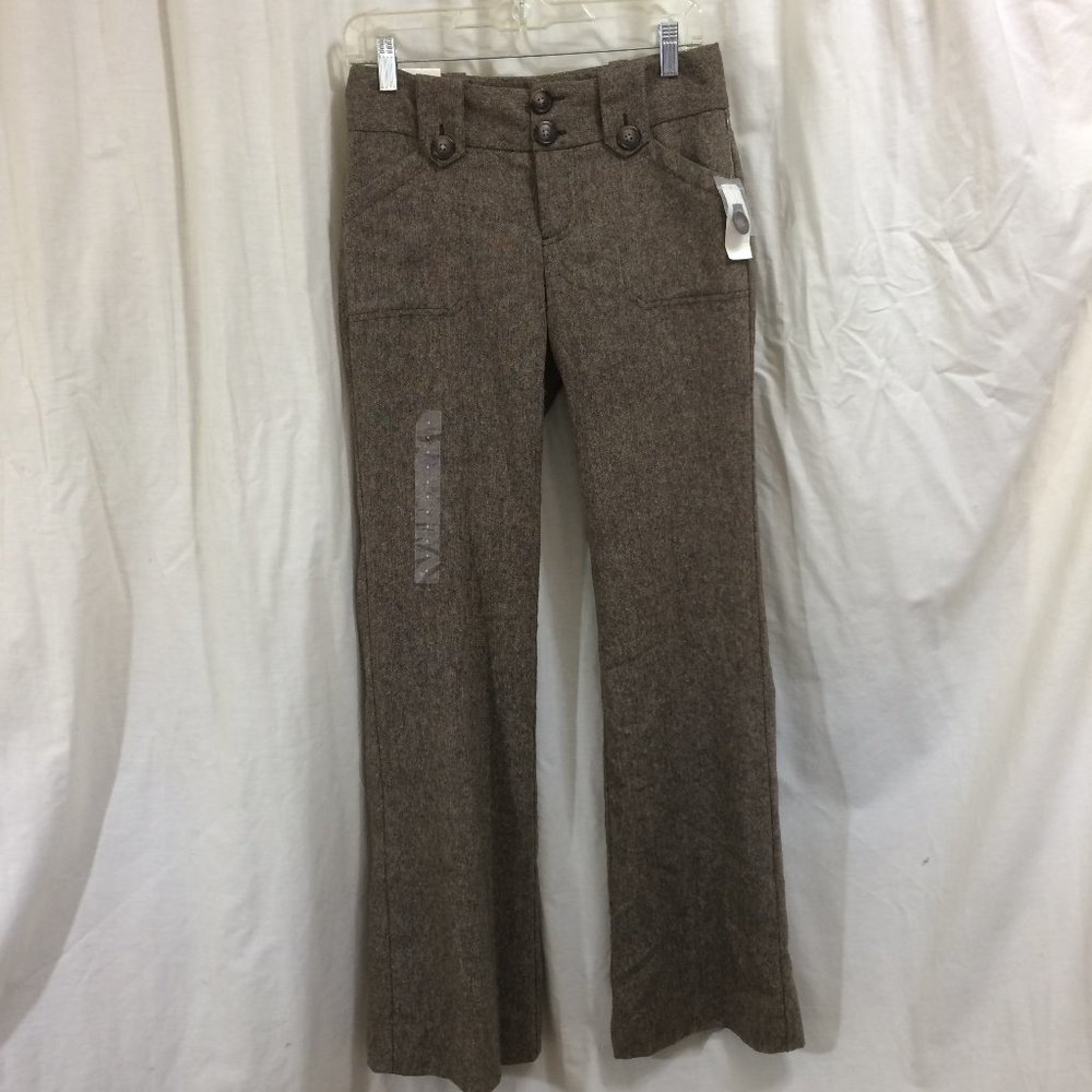 GAP Trousers NEW Wide Leg Brown Tweed Lined Wool Blend Pants Size 4